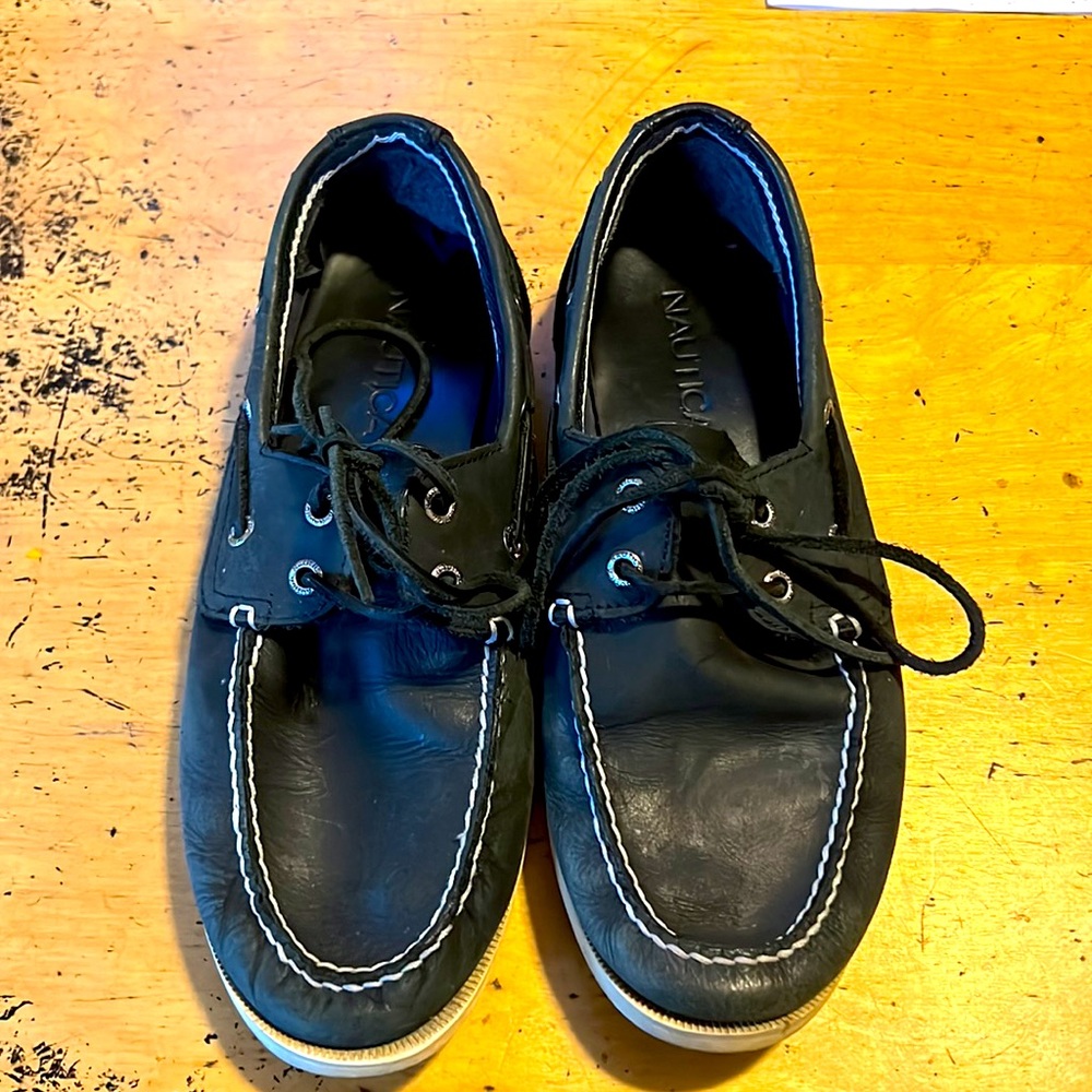 Dark Navy Leather Nautica Boat Shoes